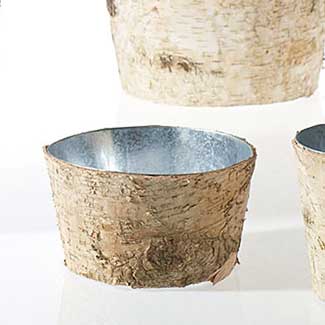 BIRCH POT W/ZINC 8.5"X 8"