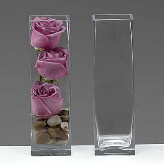 GLASS   10" X 3" X 3" VASE