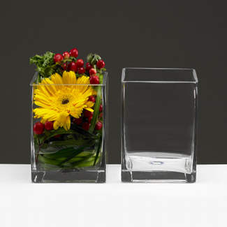GLASS   6" X 4" X 4" VASE