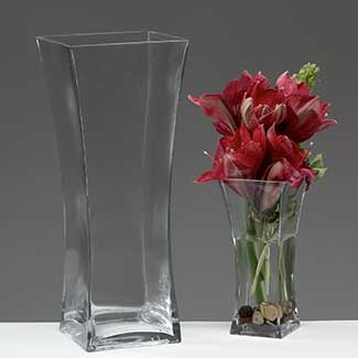 GLASS   16" X 6.5" VASE