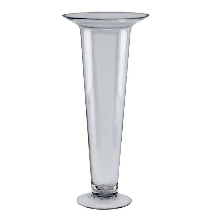 GLASS 20"X 5.25" TRUMPET VASE,CLE