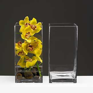 GLASS   12.25" X 6" X 6" VASE