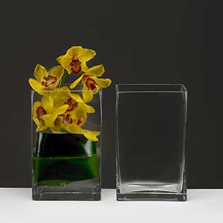 GLASS   9.5" X 5.75" X 4" VASE