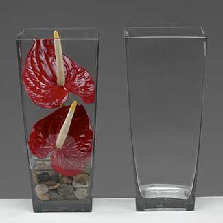 GLASS   12" X 5.5" X 5.5" VASE