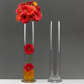 GLASS   22" X 3.75" CYLINDER VASE