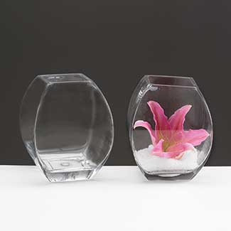 GLASS   7.5" X 3" PALM VASE