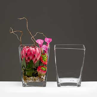 GLASS   8" X 6" X 4.25" VASE