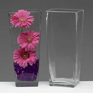 GLASS   12" X 5.25" X 3.5" VASE