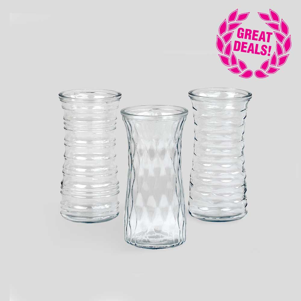 GLASS  8.75" VASE ASSORTMENT