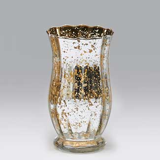 GLASS   7.75X4" SILVER/GOLD VASE