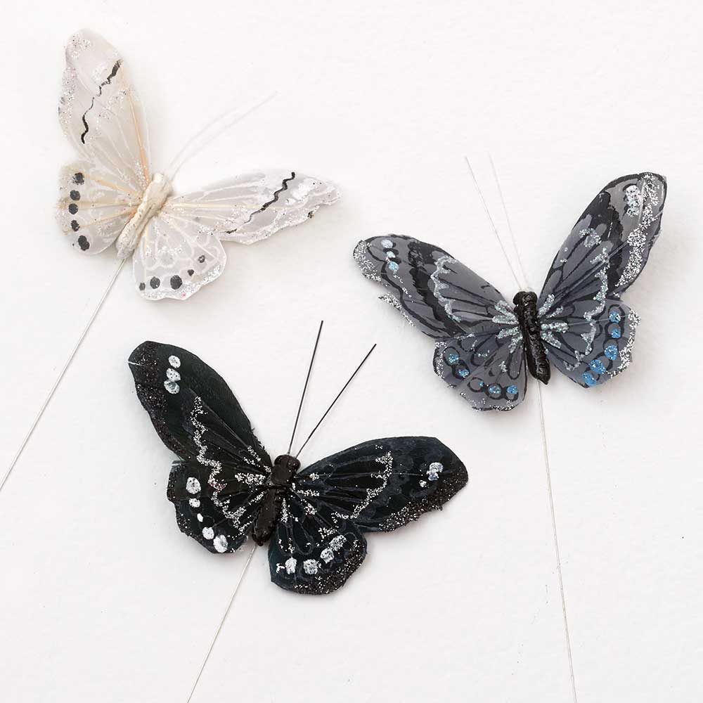 3.75" FEATHER BUTTERFLIES