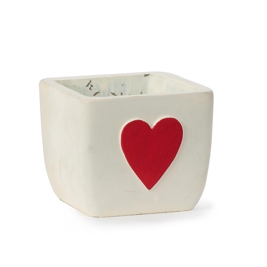3" HEART CEMENT POT