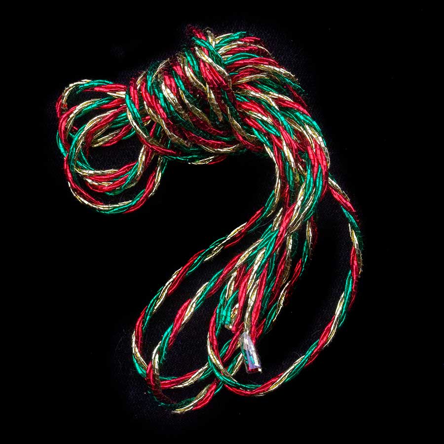 3MM METALLIC CORD,RED/GRN/GOL