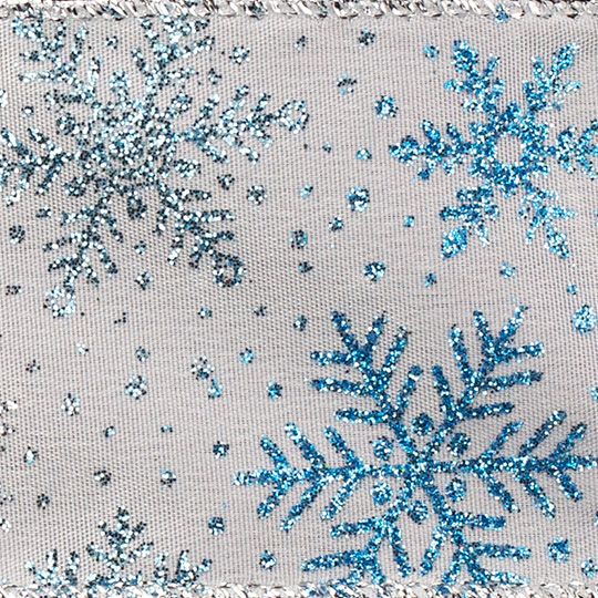 2 1/2" WIRED SNOWFLAKE,BLUE/SILVER