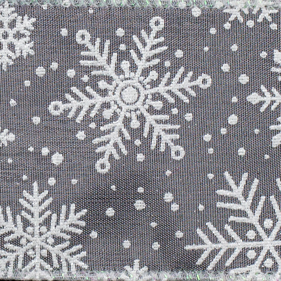 2 1/2" WIRED SNOWFLAKE,WHITE SHEER