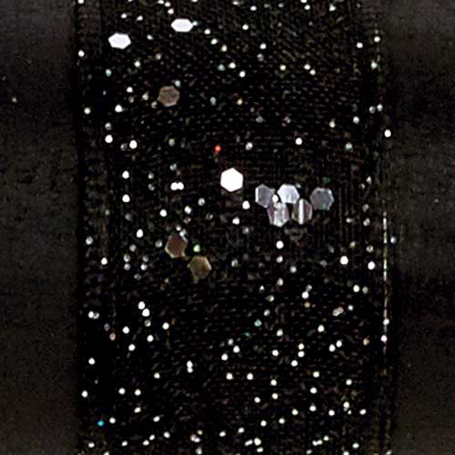 9/16" WIRED GLITTER SHEER,BLACK