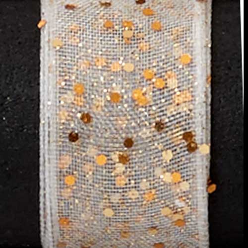 9/16" WIRED GLITTER SHEER,GOLD