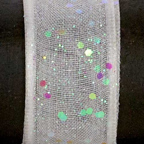 9/16" WIRED GLITTER SHEER,WHITE/IR