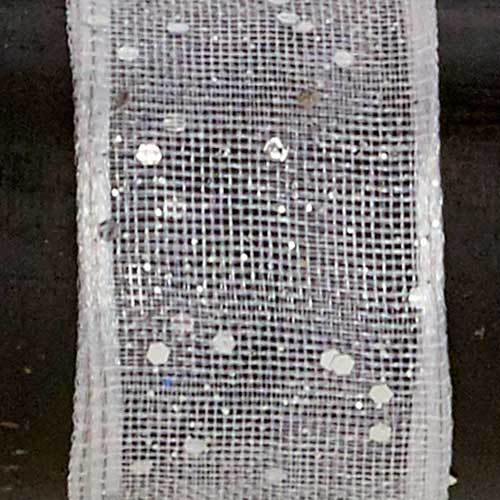 9/16" WIRED GLITTER SHEER,WHITE/SIL