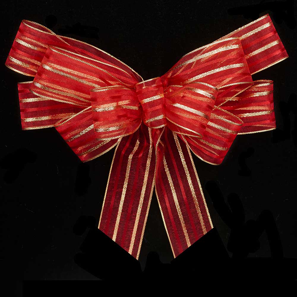 1 3/8" SHEER METALLIC STRIPE RIBBON