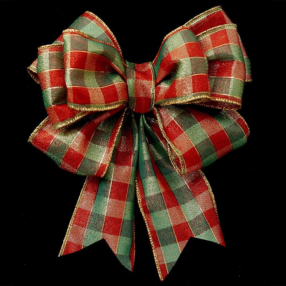 2 1/2" WIRED CHRISTMAS CHECK RIBBON