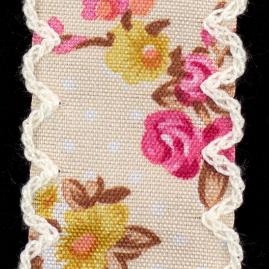 7/8" SCALLOPED FLORAL,CREAM