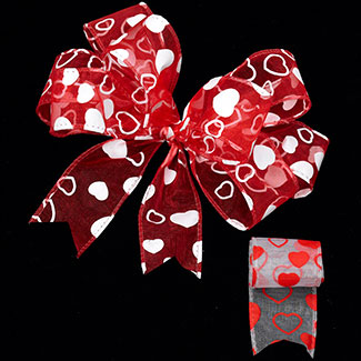 2 1/2" WIRED LOT OF HEARTS RIBBON