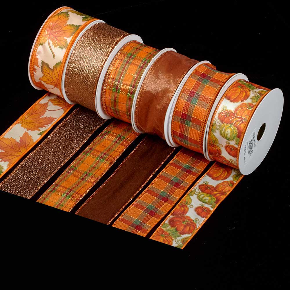 1 3/8" WIRED FALL ASSORT. RIBBON