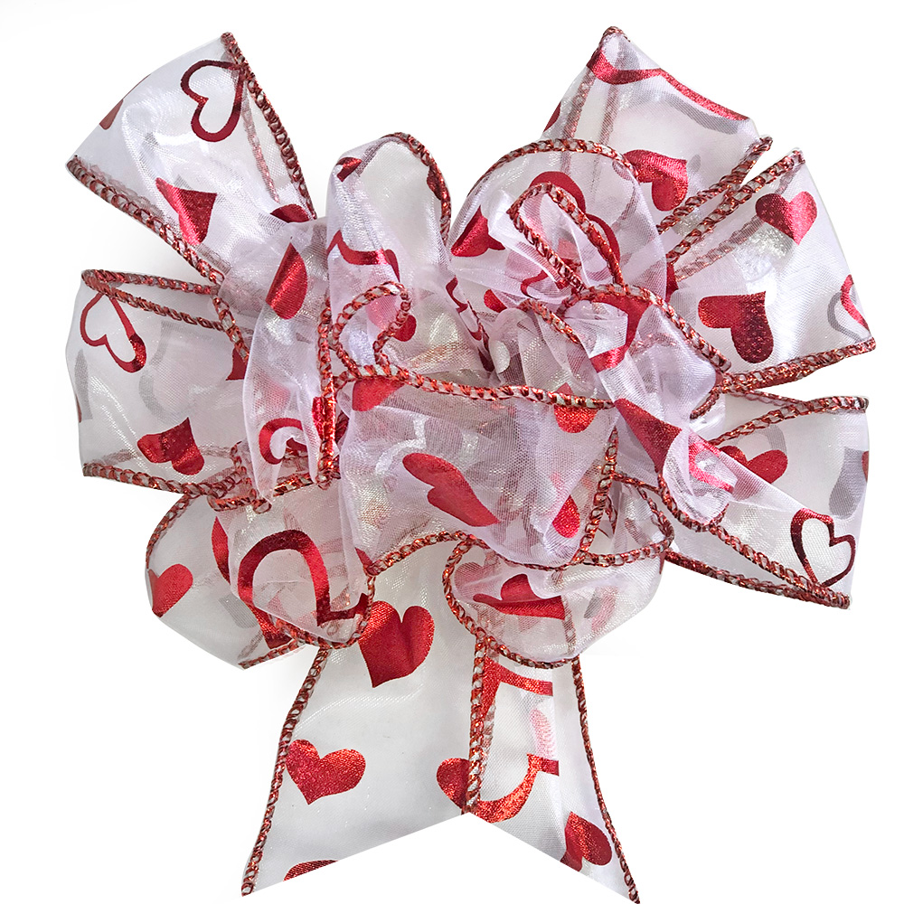 1 3/8" WIRED FLOATING HEARTS RIBBON