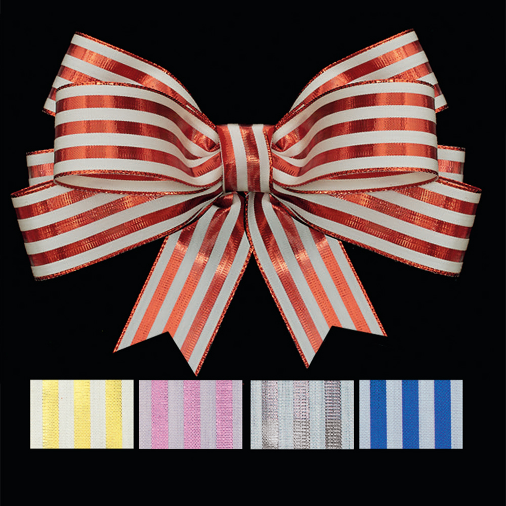 7/8" METALLIC VINTAGE STRIPE RIBBON