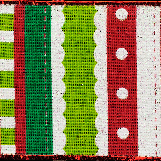2 1/2" WIRED GRINCHY XMAS,STRIPE
