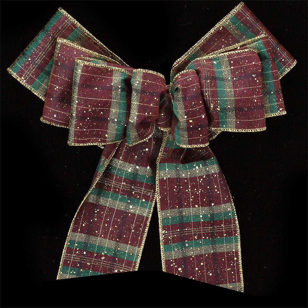 2 1/2" WIRED GLITTERED PLAID RIBBON