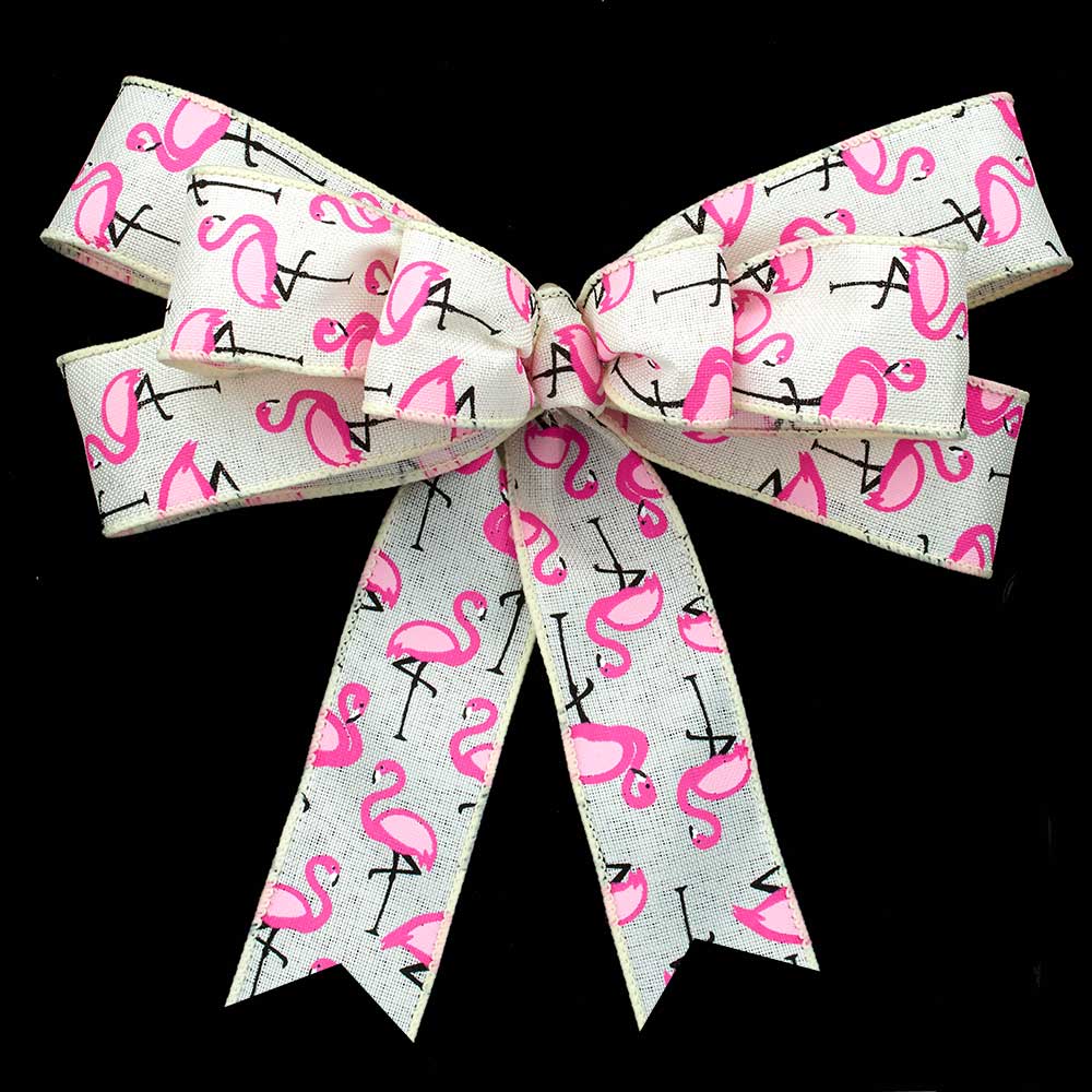 2 1/2" WIRED FLAMINGOS RIBBON