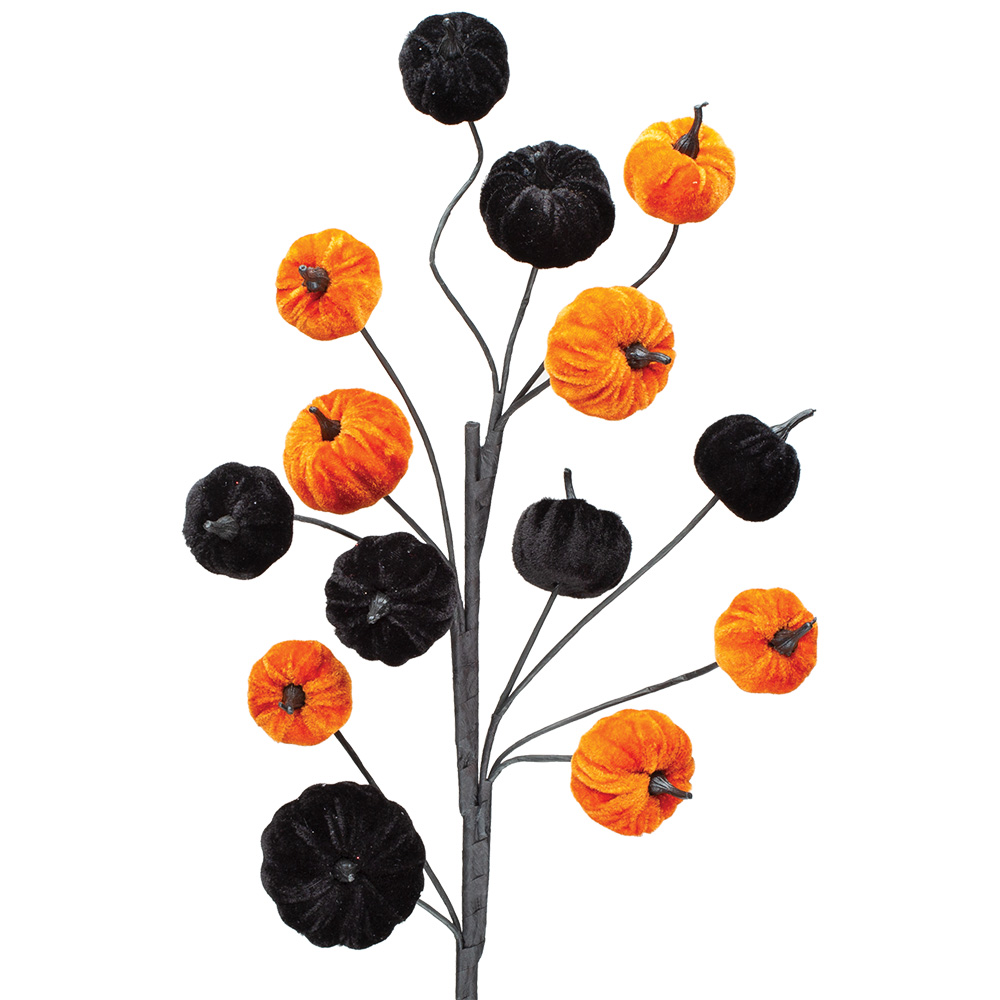 30" PUMPKIN SPRAY,BLK/ORN
