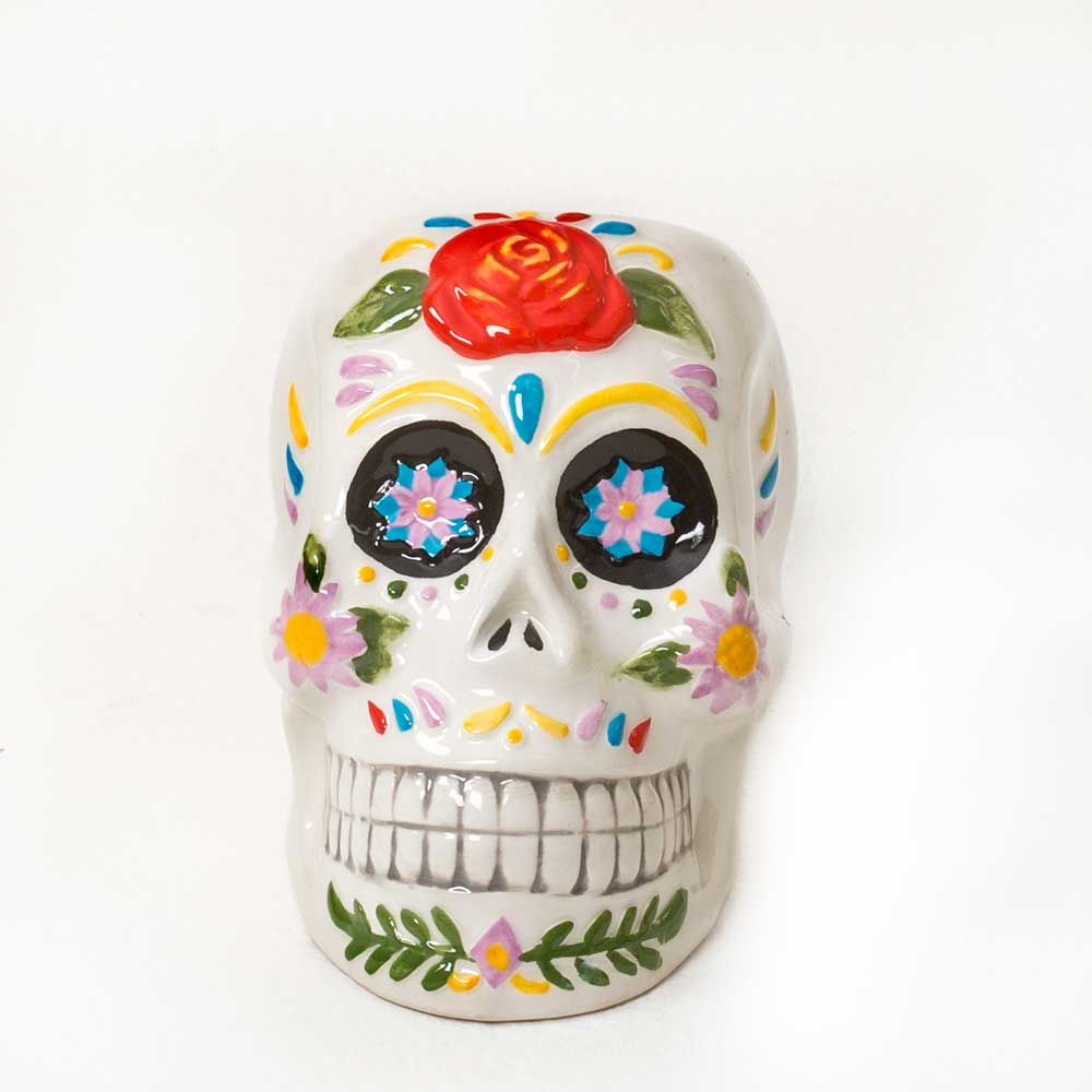 4X2"CER. COLORED SKULL POT