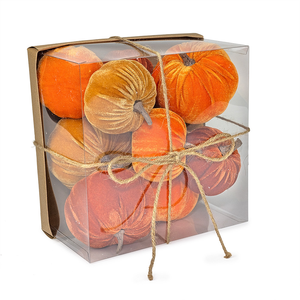 ASST VELVET PUMPKINS IN BOX