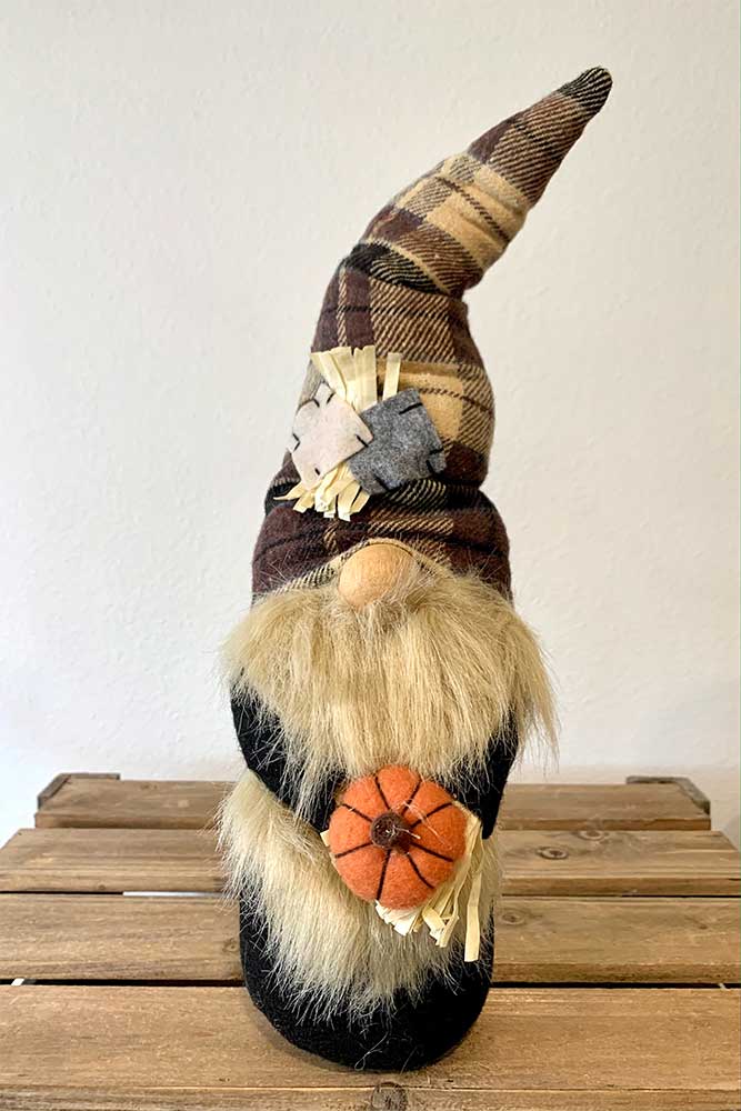 15" SCARECROW GNOME W/PU IN